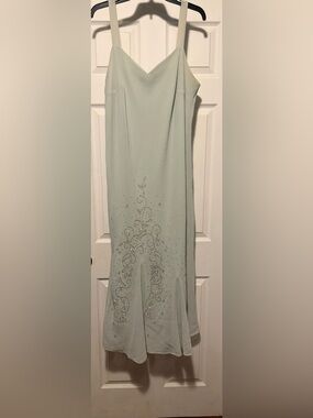 R&M Richards Pale Mint Green Beaded Evening Gown
